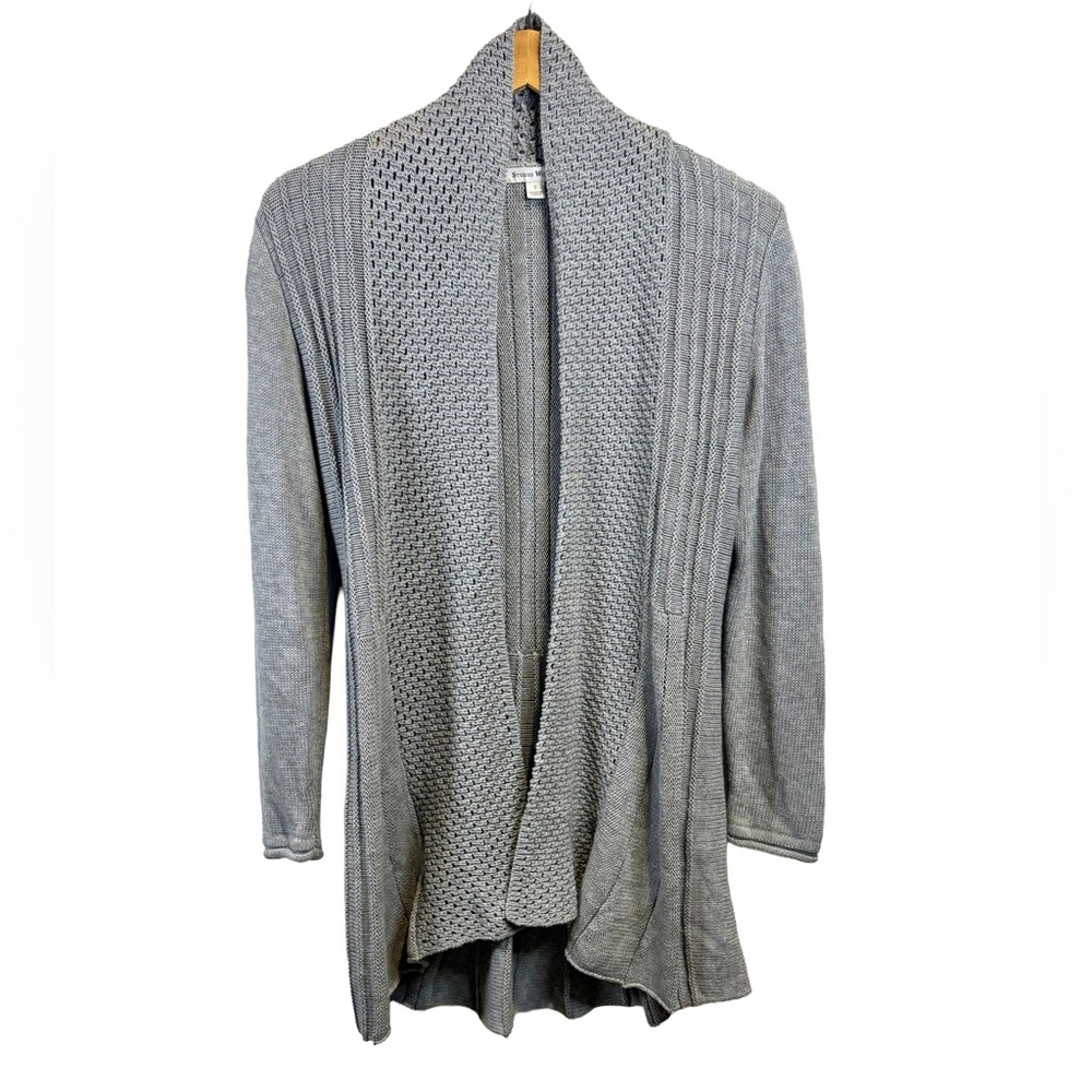 STUDIO WORKS | Open-Front|Textured|Knit Pattern Cardigan